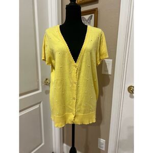 Women's ELLE Yellow Cardigan Size XL